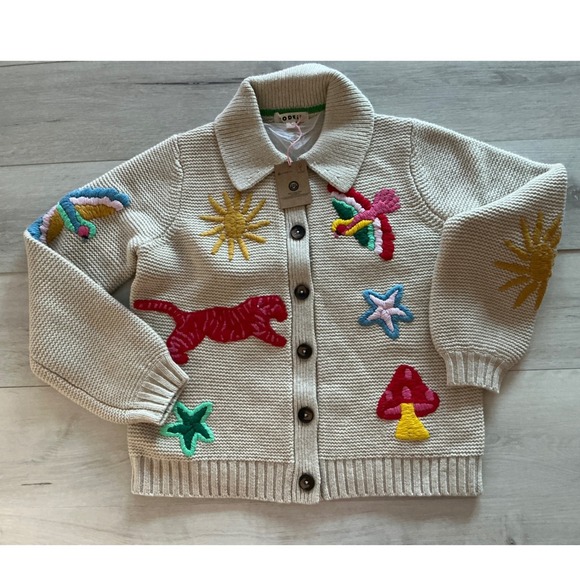 Boden Embroidered Collared Cardigan Medium Ecru Marl New With Tags - Picture 11 of 12